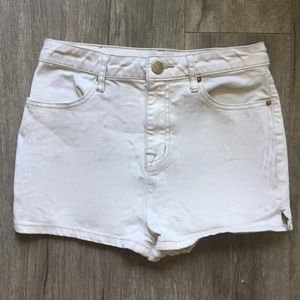 BDG White High-Waisted Denim Shorts